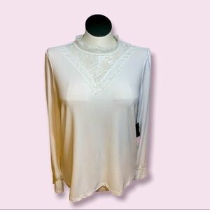 Halogen Ivory Cloud women’s polyester long sleeve pretty Madonna blouse sz XL